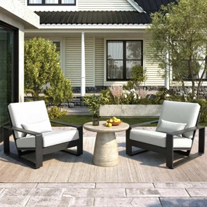 Set of 2 Aluminum Outdoor Lounge Chairs with Metal Frame,Modern Patio Chairs with Cushions,Club Chairs for Balcony or Backyard-Cuddlewood - 1 of 4