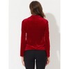 INSPIRE CHIC Women's Notched Lapel Vintage Office Button Front Velvet Blazer - 3 of 4