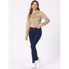 INSPIRE CHIC Women's Casual Faux Suede Notched Collar Button Up Cropped Jacket with Pockets - 2 of 4