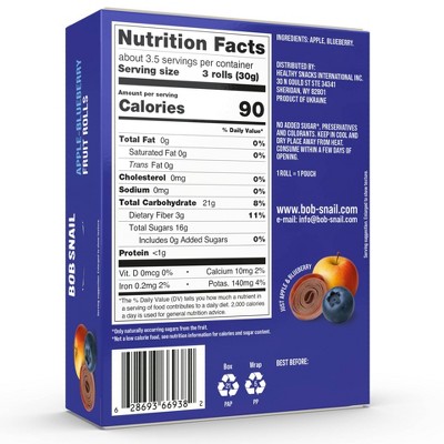 Bob Snail Apple Blueberry Fruit Rolls - 3.53oz/10ct