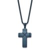 Chisel Stainless Steel Brushed and Blue IP-plated Cross Pendant on a 19.75" Box Chain Necklace - 2 of 3