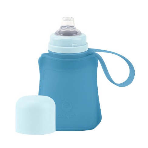 Green Sprouts Sprout Ware Sip & Straw Pocket Made from Silicone and Plants - 8oz-Aqua, Blue