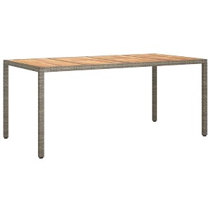 vidaXL Patio Table, 74.8"x35.4"x29.5" Poly Rattan and Acacia Wood Gray - 1 of 4