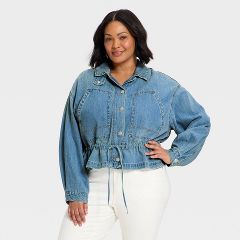 Universal Thread Women's Cinched Denim Jacket - Universal Thread™ Light Wash 4X