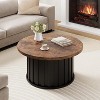 Round Coffee Table, Mid Century Modern Coffee Table with Metal Base, 31.9" Fluted Center Table for Living Room, Home Small Space, Apartment - 2 of 4