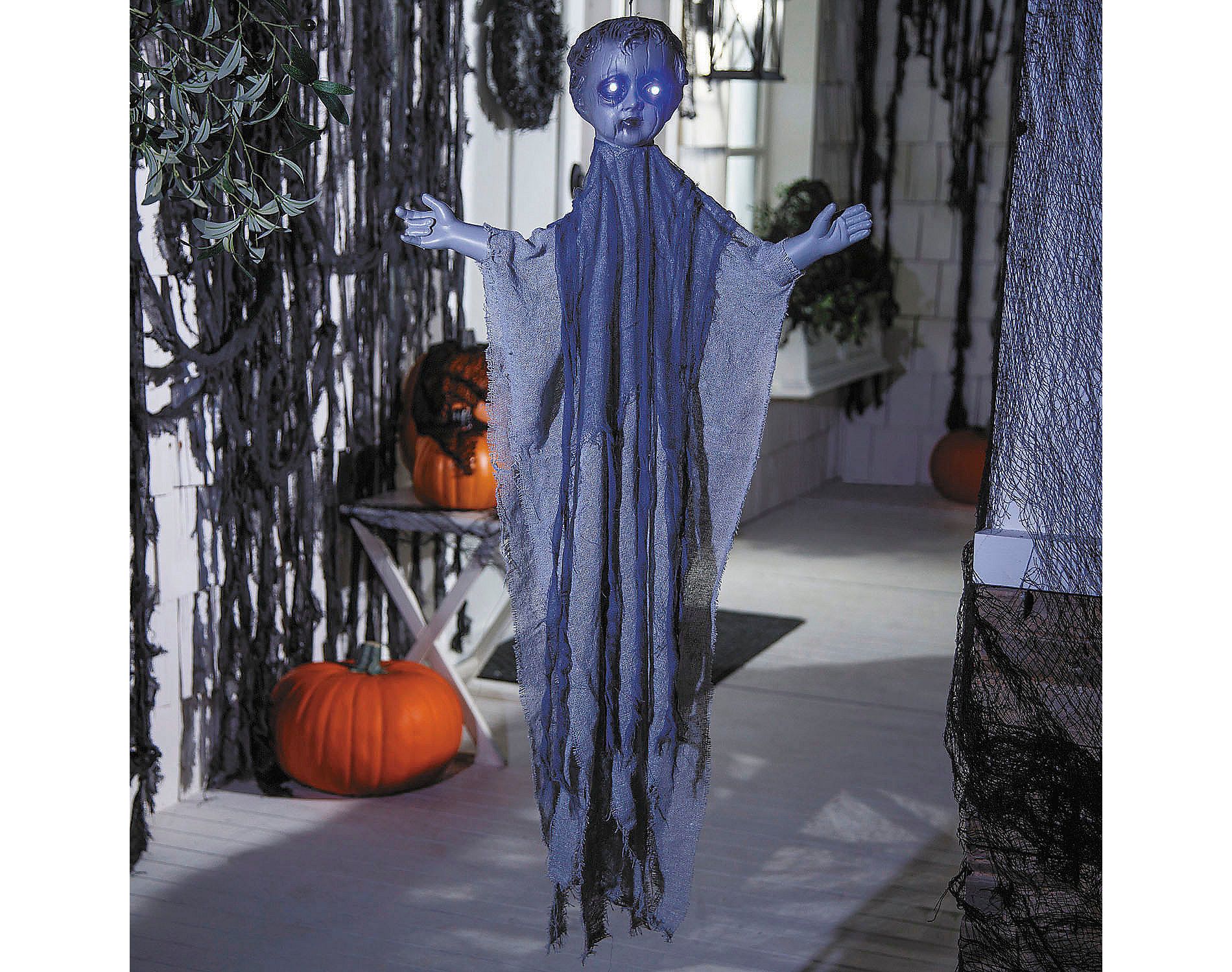 Morris Costumes 39 1/4" Animated Light-Up Hanging Gray Angel Halloween Decoration