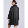 Allegra K Women's Faux Leather Button Up Collar Classic Winter Mid Long Coat - 3 of 4