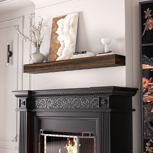 APRILSOUL Dark Chocolate Rustic Elegance Handcrafted Pine Wood Fireplace Mantel - 1 of 4