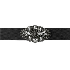 INSPIRE CHIC Women's Elastic Wide Large Rhinestone Corset Retro Elegant Waist Belt 1Pc - 1 of 4