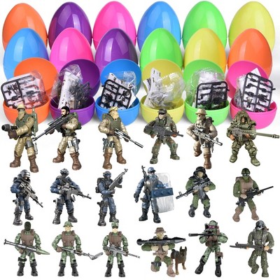 Fun Little Toys 18 PCS Easter Eggs with Prefilled Army Men – Colorful Surprise Toys for Kids Ages 3+