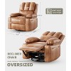 TackView 360° Swivel Oversized PU Leather Rocking Recliner Sofa with Heat & Massage – Nursery Rocker with Recline Pull Handle - 3 of 4