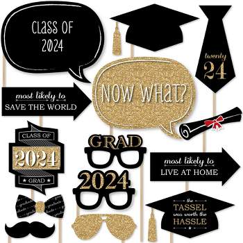 Tassel Worth the Hassle Gold 2024 Graduation Cap Decorations Kit