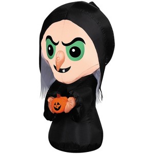 Disney Women's Old Hag Holding Pumpkin Halloween Inflatable - Black Small - 1 of 2
