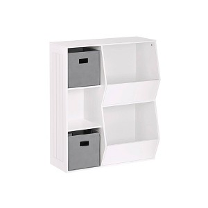 RiverRidge Kids' Playroom Toy Organizer and Bookcase with 3 Cubbies and 2 Veggie Storage Bins with 2 Fabric Bins - 1 of 4