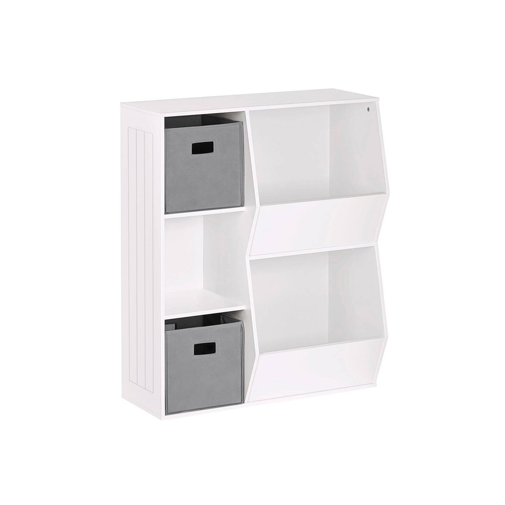 Photos - Wardrobe 3pc Kids' Floor Cabinet Set with 2 Bins White/Gray - RiverRidge Home
