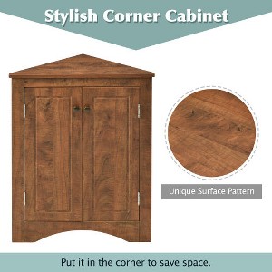 LunaLulinlk Brown Triangle Bathroom Storage Cabinet with Adjustable Shelves, Freestanding Floor Cabinet for Home Kitchen - 1 of 4
