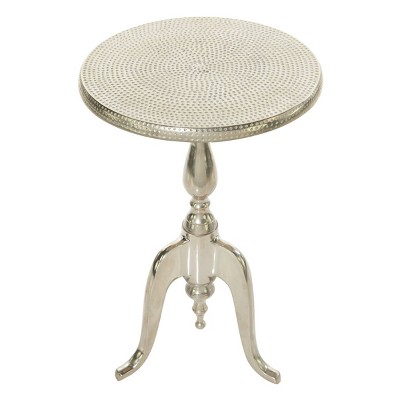 Elegant Silver Aluminum Round Pedestal Accent Table - 15" x 22"