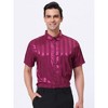 Lars Amadeus Men's Point Collar Button Short Sleeve Striped Satin Dress Shirts - 2 of 4