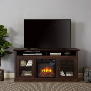 TV Stand For TV Up To 65", Media Entertainment Center Console Table With 18" Electric Fireplace Heater, Open Storage Shelves And Cabinets For Home - 1 of 4