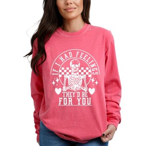 Simply Sage Market Valentine Feelings Skeleton Garment Dyed Long Sleeve - 1 of 4