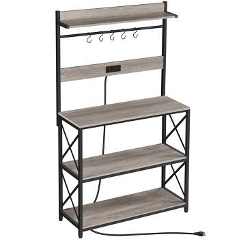 Yaheetech 63″ H Kitchen Baker’s Racks with 2 AC Outlets, 4-Tier Microwave Oven Stand