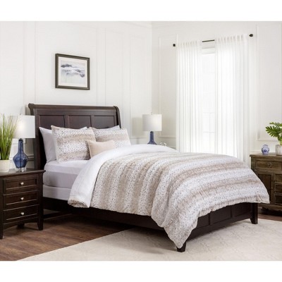 Luxurious Beige Faux Fur Queen Duvet Cover Set
