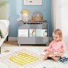 Costway Kids Toy Box Wooden Mobile Toy Storage Organizer with Bookshelf & Lockable Wheels White/Gray - 4 of 4