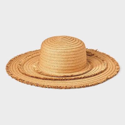 Paper Braid Wide Brim Floppy Hat with Fringe Details - Shade & Shore™