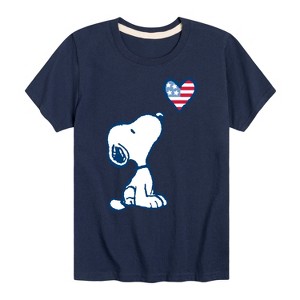 Boys' - Peanuts - Snoopy Flag Heart Short Sleeve Graphic T-Shirt - 1 of 4