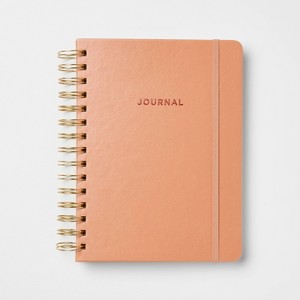240pg College Ruled Journal 8"x6.5" Embossed Brown Faux Leather - Threshold™: Spiral Notebook, Hard Cover, FSC Certified - 1 of 3
