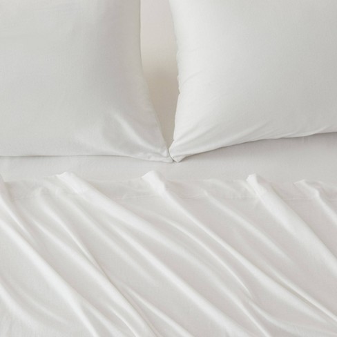 Full Super Soft T shirt Jersey Knit Sheet Set White Isla Jade