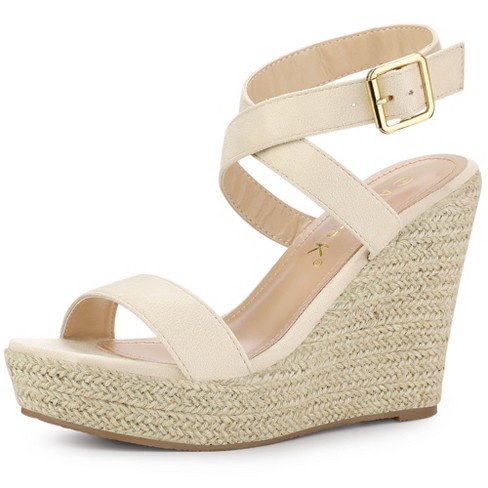 Allegra K Women's Slingback Crisscross Espadrille Wedges Heel