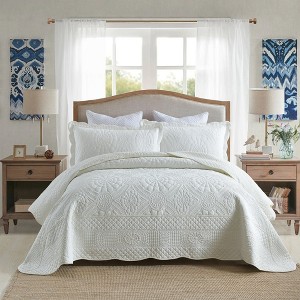 Marcielo 3 Pcs Cotton Oversized Quilt Bedspread Set TF - 1 of 4