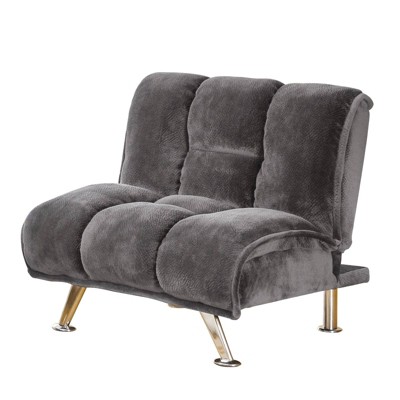 Convertible Fabric Chair with Tufted Design and Metal Legs Gray - Benzara