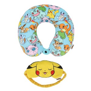 Pokemon Pikachu 2-Piece Eye Mask & Neck Pillow Travel Set - 1 of 4