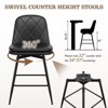 Huxxion Bar Stools Set of 2, Counter Height Swivel Bar Stools with High Back, 22" Seat Height for Kitchen Island & Home (Black) - 2 of 4