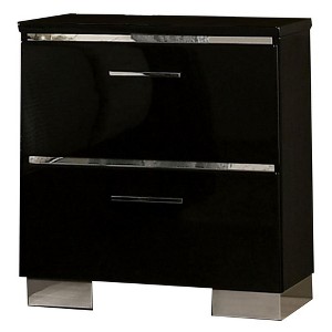 Royal Hampton Two Drawer Nightstand with USB Charger, Chrome, Black - 1 of 4