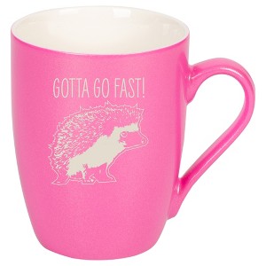 100 North Hedgehog 10 Ounce Pink Metallic Finish, Comfortably Fits Your Hands, New Bone China Coffee Tea Cup Mug, Gotta Go Fast! - 1 of 1