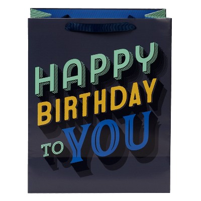 Medium &#39;Happy Birthday To You&#39; Gift Bag Black/Gray - Spritz&#8482;