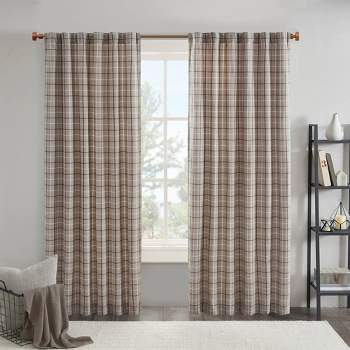 95"x50" Preston Plaid Rod Pocket and Back Tab Room Darkening Curtain Panel with Fleece Lining Brown