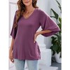 Women's 3/4 Bell Sleeve V Neck Loose Fit Tunic Tops - 3 of 4
