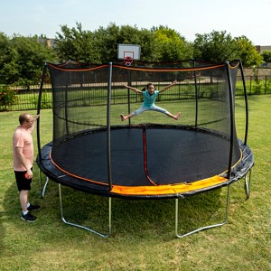 HomeStock 15 ft. Trampoline 7 Legs/7 Poles with Bonus Basketball Hoop - 1 of 4
