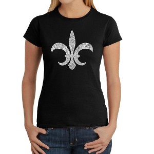 LA Pop Art Women's Word Art T-Shirt - FLEUR DE LIS - POPULAR LOUISIANA CITIES - 1 of 4