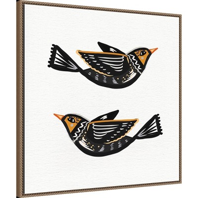 Ani Del Sol Migration Folk Birds Bronze Floater Frame Canvas Art Print