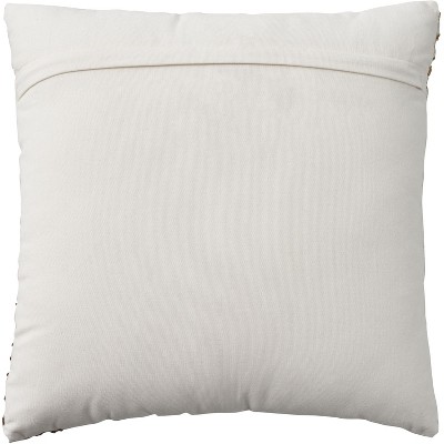 Embroidered Cotton Fan Leaf 18" Square Throw Pillow