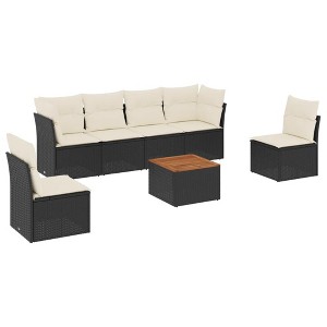 vidaXL Garden Sofa Set Black and Cream - 1 of 4