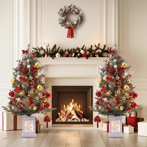 Artificial Christmas Tree With Warm White LED Lights- 3Ft Fiber Optic-Like Flocked Tree  for Home, Shops, Party and Holiday Christmas Decoration - 1 of 4