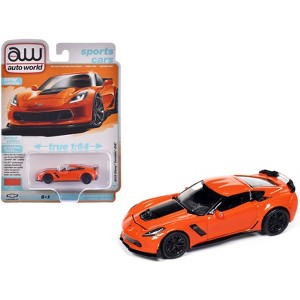 2019 Chevrolet Corvette Z06 Sebring Orange with Black Hood "Sports Cars" Series 1/64 Diecast Model Car by Auto World - 1 of 4