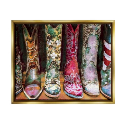 Stupell Industries Cowboy Boots Various Bold Designs Americana Apparel Floater Canvas Wall Art
