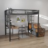 KTMBDW Loft Bed Full Size with Desk and USB Charging, Full Metal Loft Bed with 4 Hidden Drawers, Full Size Metal Bed Frame, Space-Saving, Brown - 2 of 4